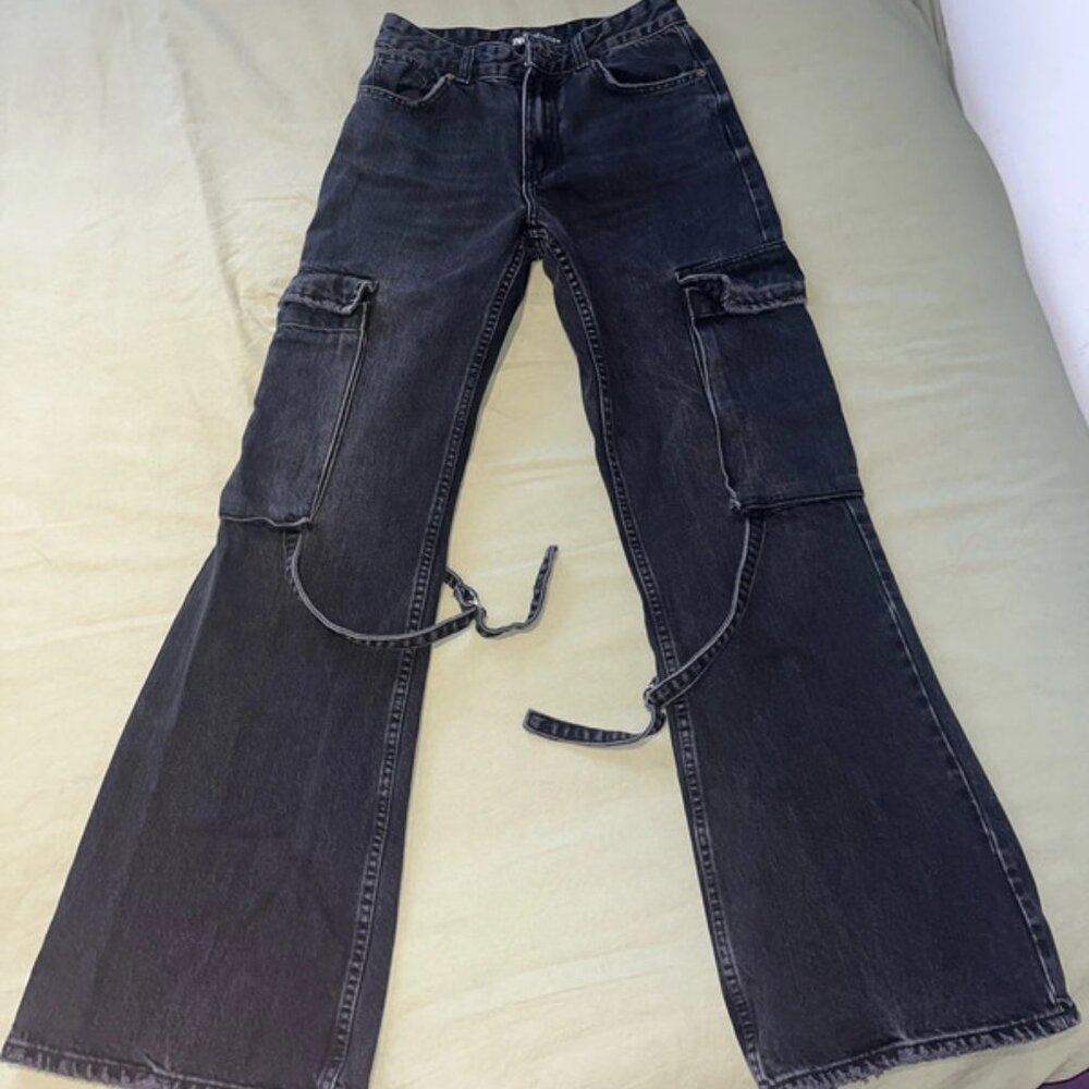 Black utility jeans